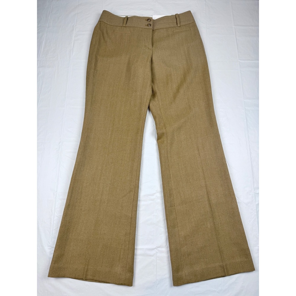 Ann Taylor LOFT Julie‎ Trouser Pants 4 Tan Herringbone Curvy Wide Leg New